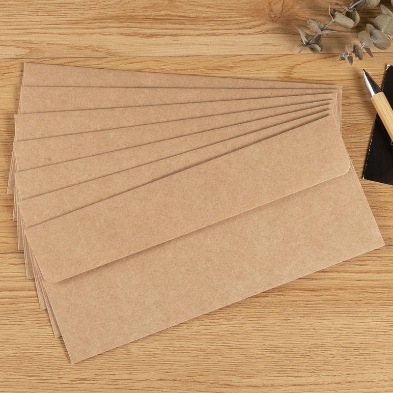Wishop 100 Pack Colorful #10 Business Envelopes Self Seal Standard Envelopes for Office Checks, Business, Letter Mailing Invoices, 4.13 x 9.49 Inches (Brown) - Image 5